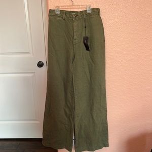 Army green wide leg pants